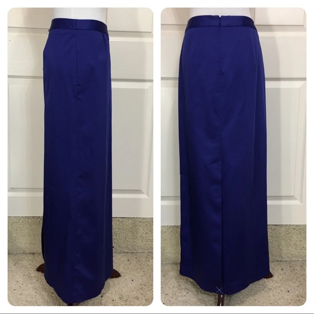 NWT!  Talbots $179 DUCHESSE SATIN Royal Blue Skirt